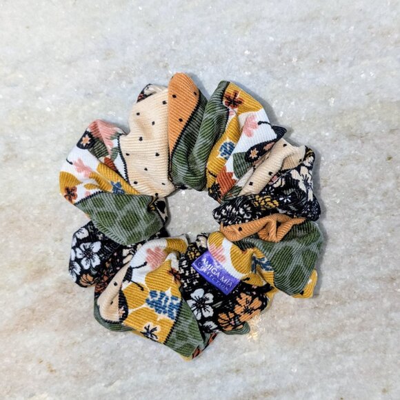 Corduroy scrunchie size large boho pattern hand crafted - Picture 6 of 6